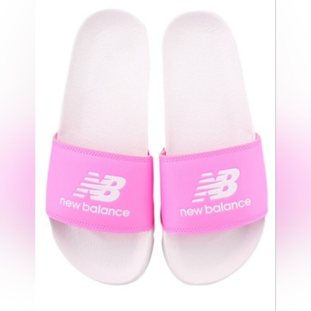 New Balance Pink White Women Sports Sandals Slides Slippers: Size 7